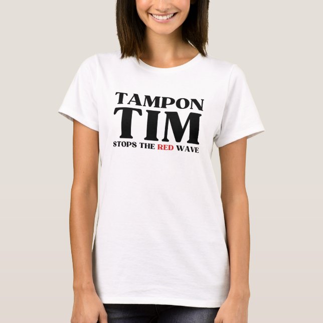 T-shirt Tampon Tim Arrêtera Le Red Wave-Tim Walz 2024 (Devant)