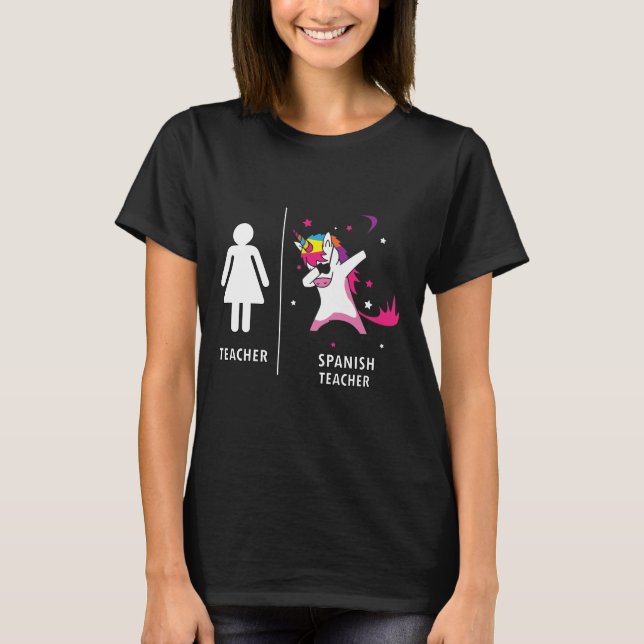 T-shirt Tamponner espagnol de licorne de professeur drôle (Devant)