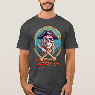T-shirt Tampons Pirate Skull sur cercle Turquoise avec tre