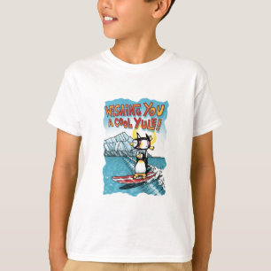 T-shirt Tandem frais de Noël surfant les pingouins