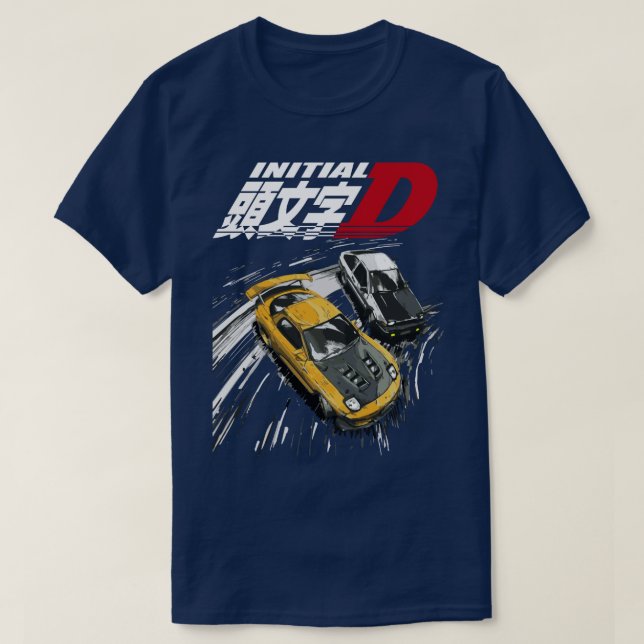 T-shirt Tandem initial D Mountain Drift Racing AE86 vs FD (Design devant)