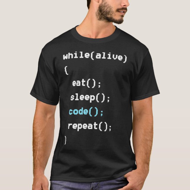 T-shirt Tandis qu'Alive Mangez le code de sommeil Programm (Devant)