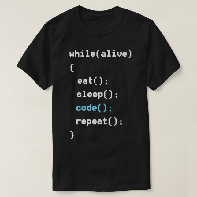 T-shirt Tandis qu'Alive Mangez le code de sommeil Programm (Design devant)