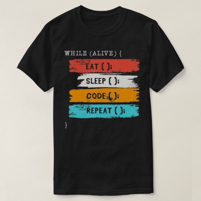 T-shirt Tandis qu'Alive Mangez le code de sommeil Répéter  (Design devant)