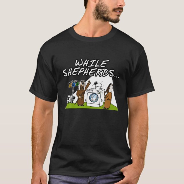 T-shirt Tandis que Bergers Noël Nativité Laver Mouton C (Devant)