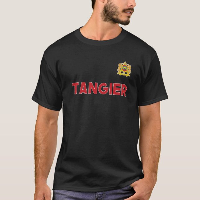 T-shirt Tanger Maroc National Drapeau Coeur Emblème Crest (Devant)