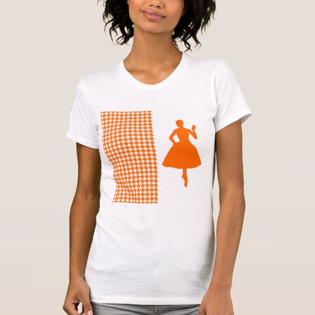 T-shirt Tangerine Houndstooth moderne avec Silhouette de m (Devant)