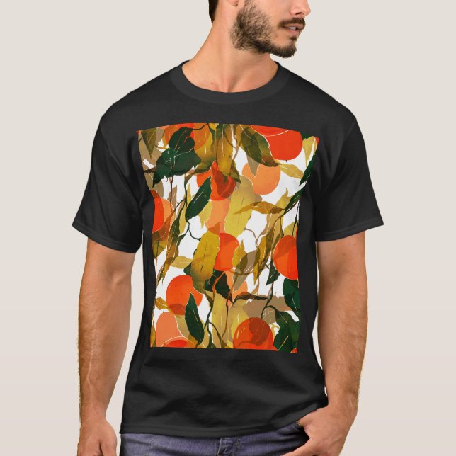 T-shirt Tangerines arbre : motif juteux sans couture. (Devant)