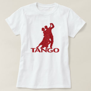 T-shirt Tango Ballroom Silhouette Red Faux Parties scintil