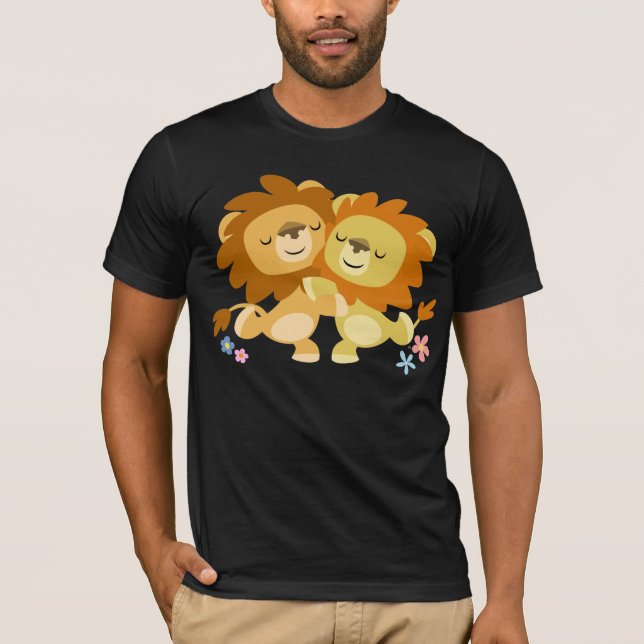 T-shirt Tango Lions deux mignons caricatures (Devant)