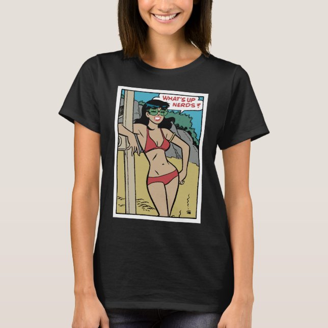 T-shirt Tanned Beach Bunny Bikini Girl • What's Up Nerds?  (Devant)