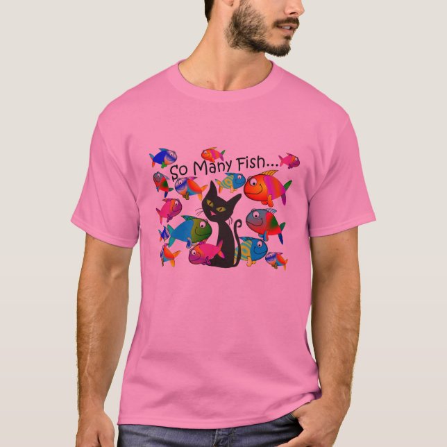 T-shirt "Tant de poissons" Cadeaux Amoureux de les chats (Devant)