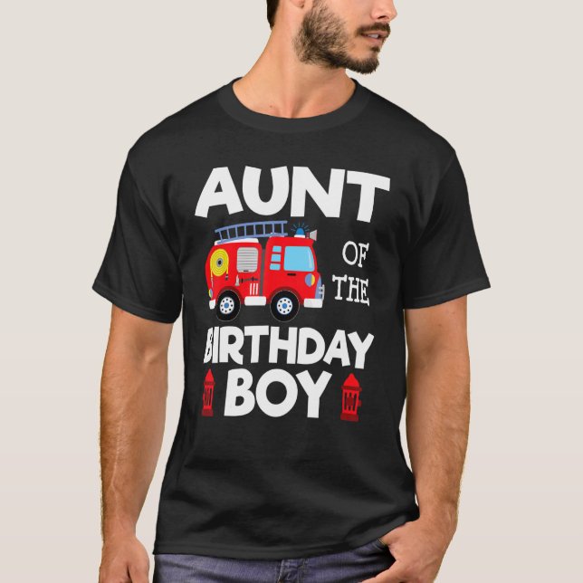 T-shirt Tante Anniversaire Garçon Camion d'incendie Enfant (Devant)