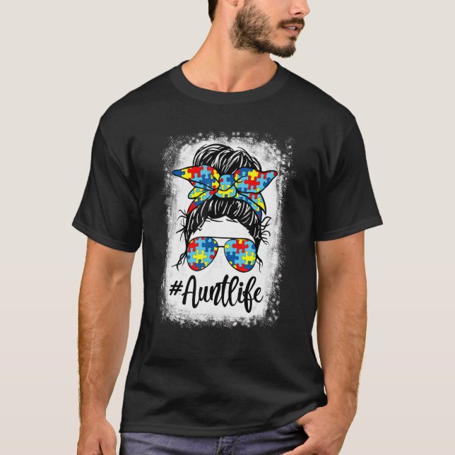 T-shirt Tante Autie Bleached Sensibilisation sur l'autisme (Devant)