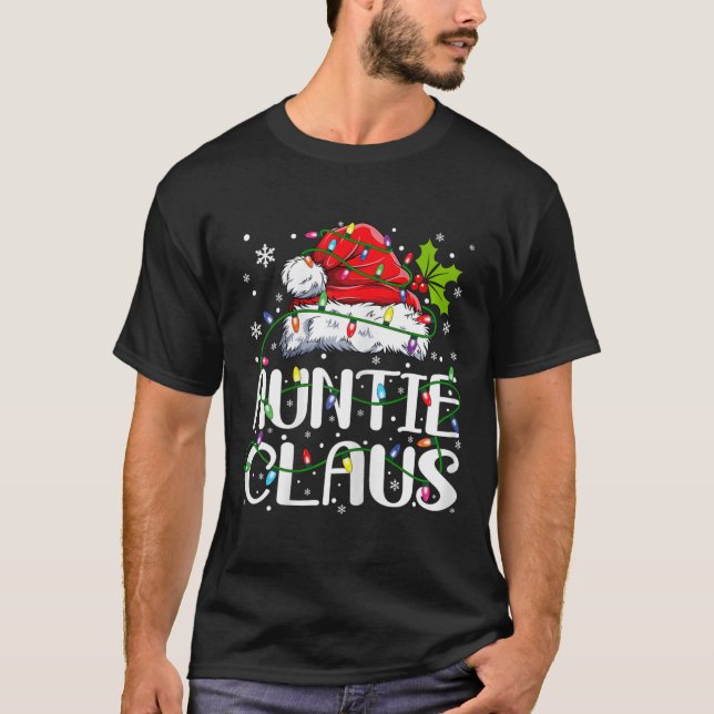 T-shirt Tante Claus Lumières de Noël Pyjama Famille Matchi (Devant)