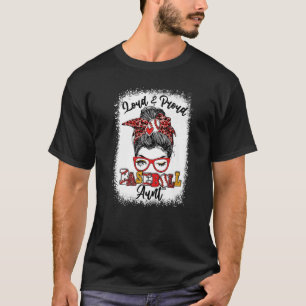 T-shirt Tante De Baseball Forte Et Fière, Messy Bun Bleach