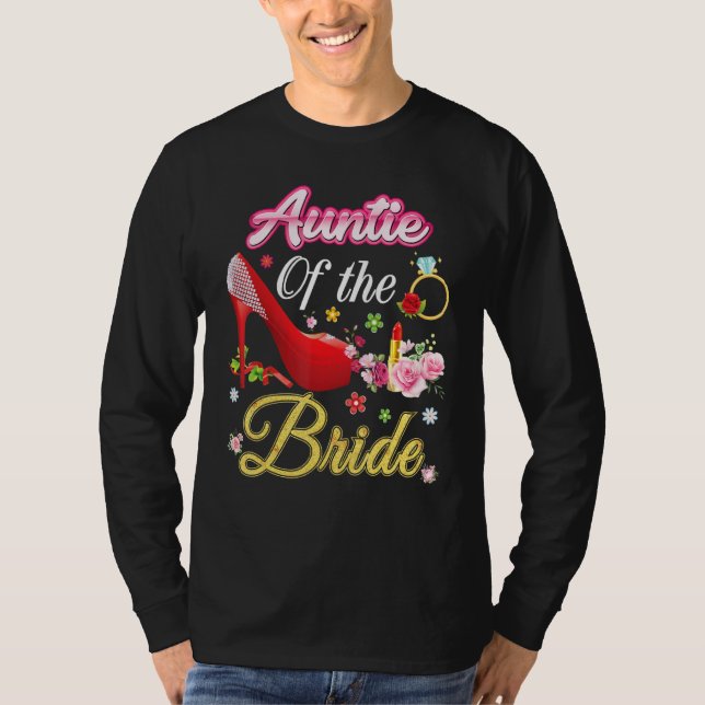 T-shirt Tante De La Mariée Joyeuse Mariage Flower Rose Cha (Devant)