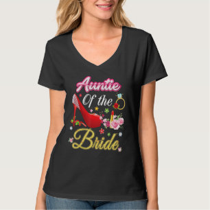 T-shirt Tante De La Mariée Joyeuse Mariage Flower Rose Cha