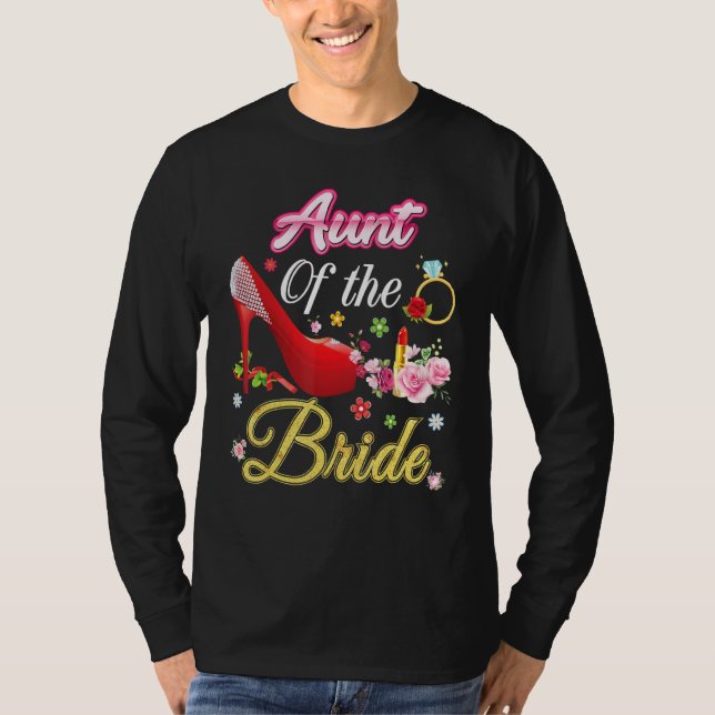T-shirt Tante De La Mariée Joyeuse Mariage Flower Rose Cha (Devant)