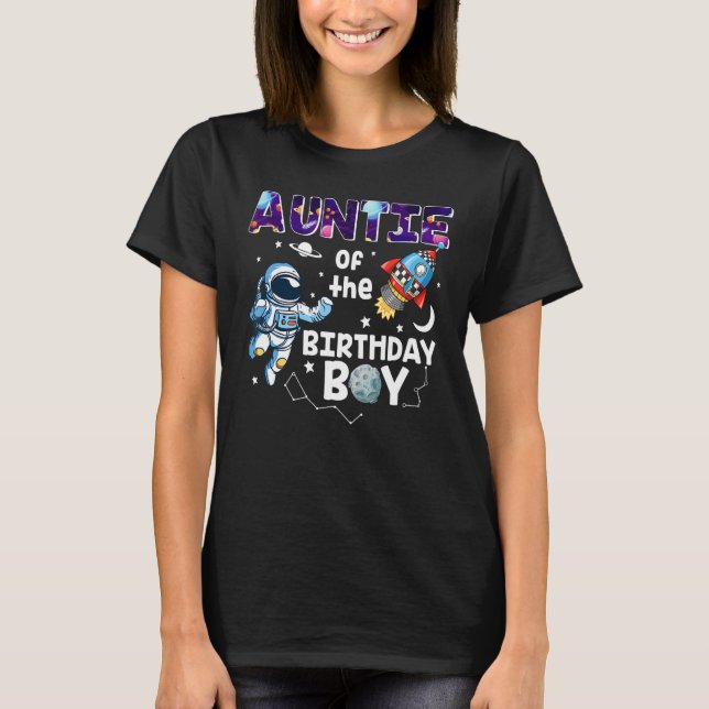T-shirt Tante De L'Anniversaire Astronaut Thème Espace Gar (Devant)