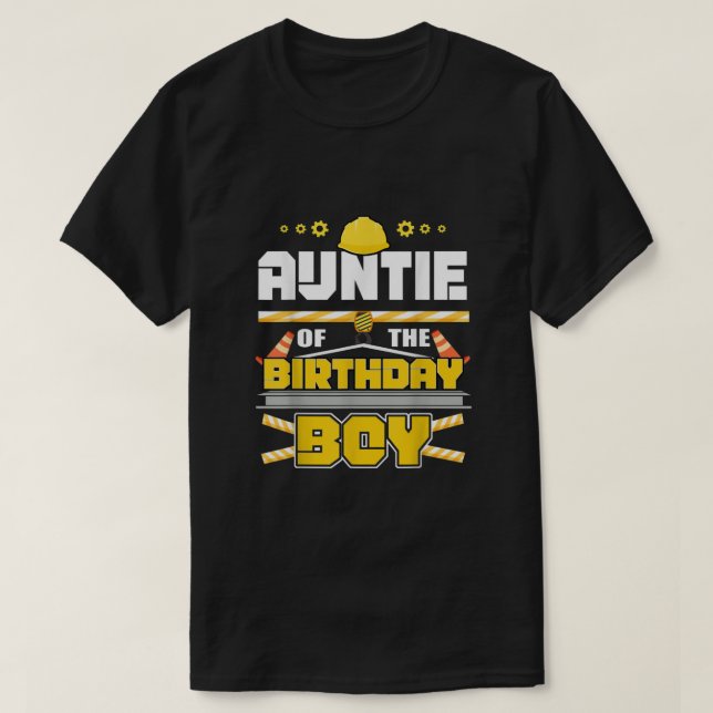 T-shirt Tante De L'Anniversaire Boy Construction Famille M (Design devant)