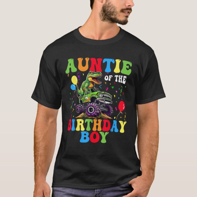 T-shirt Tante De L'Anniversaire Boy Dinosaur Monster Camio (Devant)