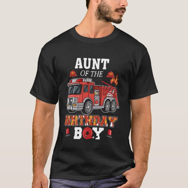 T-shirt Tante De L'Anniversaire Boy Firetruck Firefighter  (Devant)