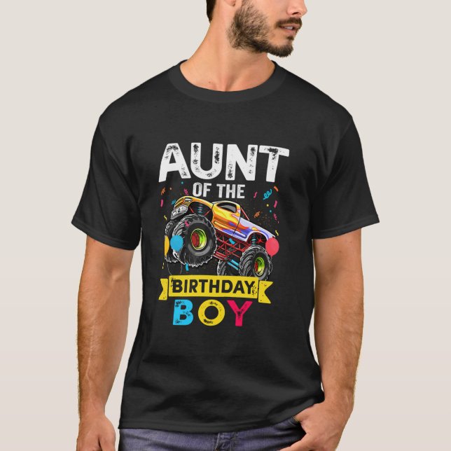 T-shirt Tante de l'anniversaire Boy Monster Camion Anniver (Devant)