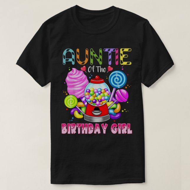 T-shirt Tante De L'Anniversaire Fille Candyland Candy Birt (Design devant)