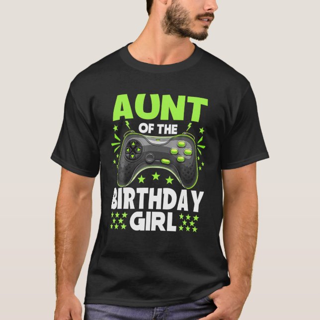 T-shirt Tante De L'Anniversaire Fille Correspondant Vidéo  (Devant)