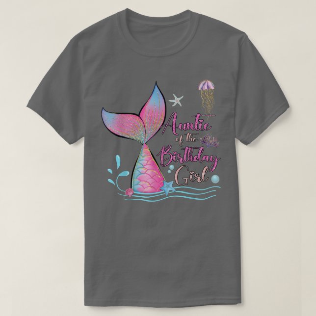 T-shirt Tante De L'Anniversaire Fille Sirène Famille Magiq (Design devant)