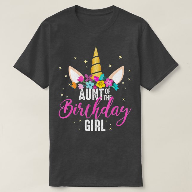 T-shirt Tante De L'Anniversaire Fille Tante Don Unicorn Na (Design devant)