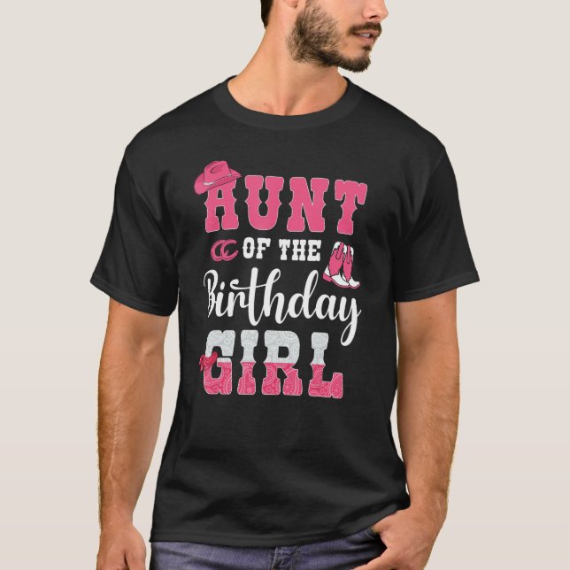 T-shirt Tante De L'Anniversaire Fille Western Cowgirl Thèm (Devant)
