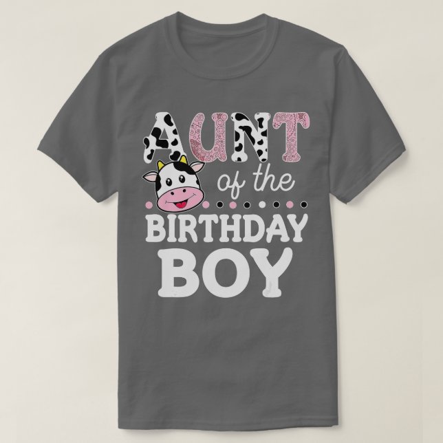 T-shirt Tante de l'anniversaire garçon Chemise ferme vache (Design devant)