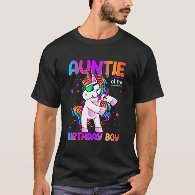 T-shirt Tante de l'anniversaire garçon Dabbing Unicorn Par (Devant)