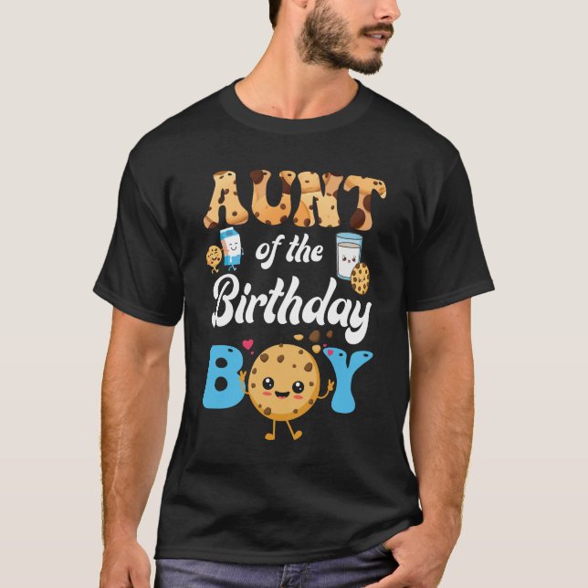 T-shirt Tante De L'Anniversaire Garçon Lait Et Cookies 1er (Devant)