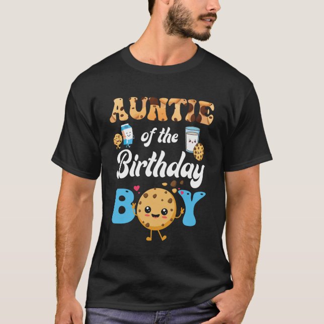 T-shirt Tante De L'Anniversaire Garçon Lait Et Cookies 1Er (Devant)