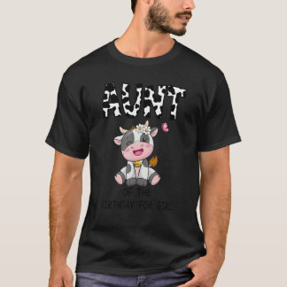 T-shirt Tante De L'Anniversaire Pour Girl Cow Farm Birthda