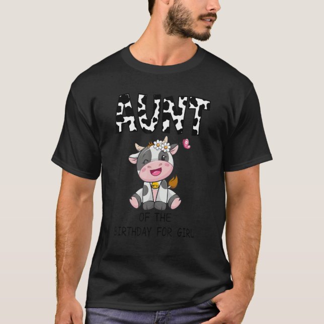 T-shirt Tante De L'Anniversaire Pour Girl Cow Farm Birthda (Devant)