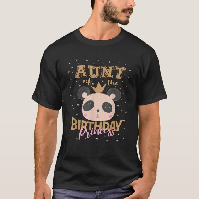 T-shirt Tante De L'Anniversaire Princesse Fille Panda Ours (Devant)
