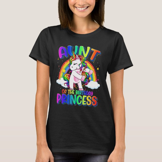 T-shirt Tante De L'Anniversaire Princesse Flossing Unicorn (Devant)
