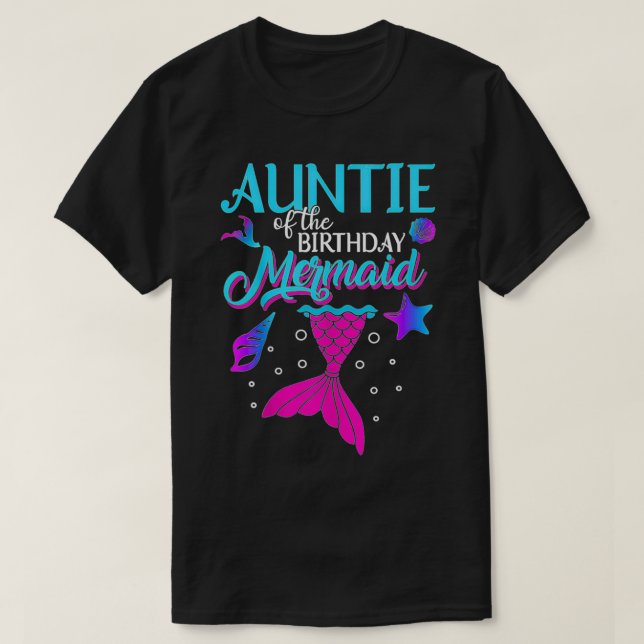 T-shirt Tante De L'Anniversaire Sirène Matching Famille (Design devant)