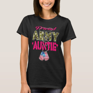 T-shirt Tante de l'armée fière Mens Camo Drapeau Dog Tags