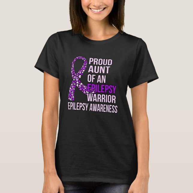 T-shirt Tante De L'Épilepsie Guerrier Purple Ribbon Sensib (Devant)