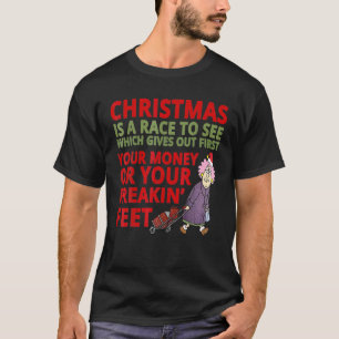 T-shirt Tante de Noël amusante maman maman Fatigué argent 