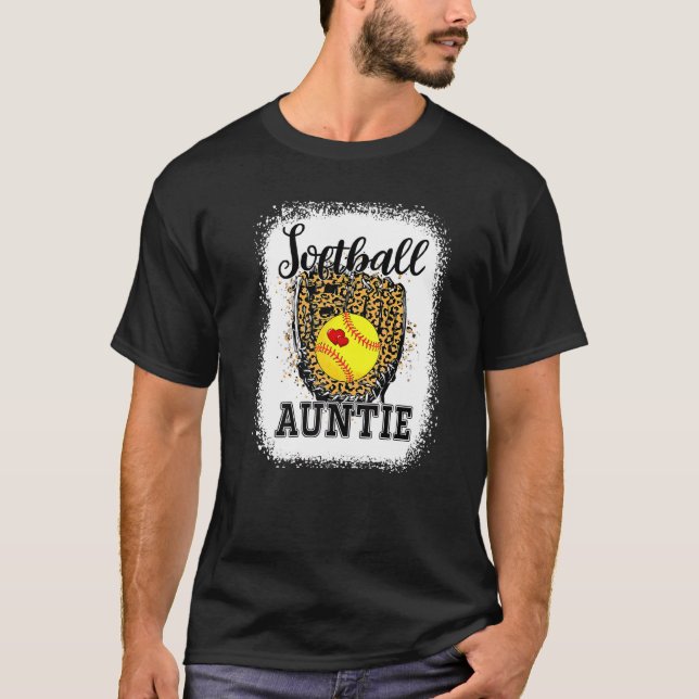 T-shirt Tante de softball bleu Tante de Jour de Leopard (Devant)