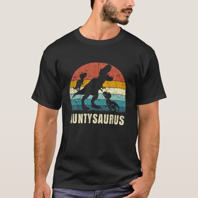 T-shirt Tante Dinosaur Auntysaurus 2 Fils Fils Fils Fille (Devant)