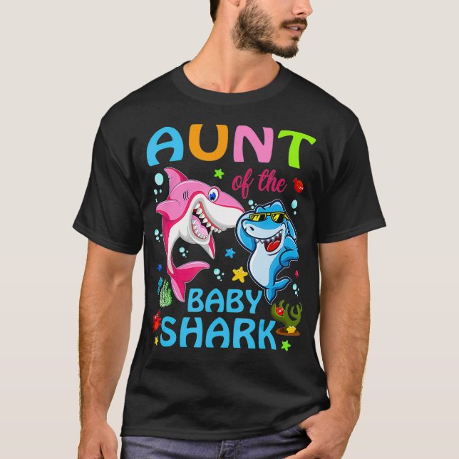 T-shirt Tante Du Bébé Requin Anniversaire Tante Requin Jou (Devant)