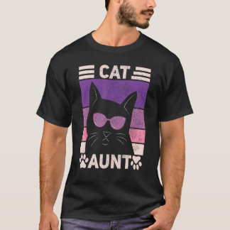 T-shirt Tante du chat noir Femmes Amoureux des chats Tante
