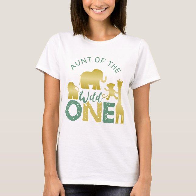 T-shirt Tante du Wild One Safari 1er Anniversaire Or (Devant)